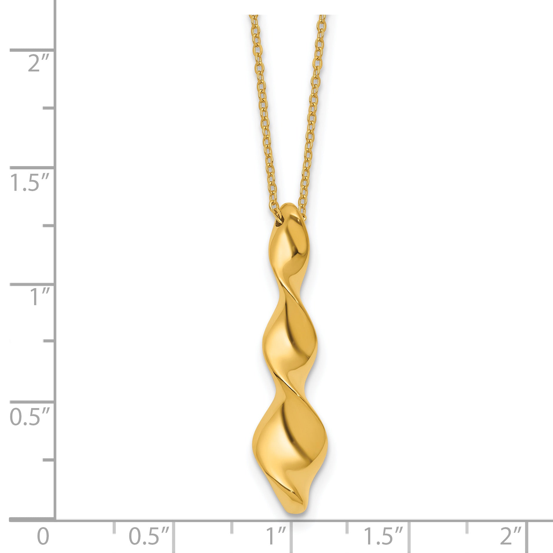 14K Polished Wavy Pendant on Dia-cut Chain w/1in ext. Necklace