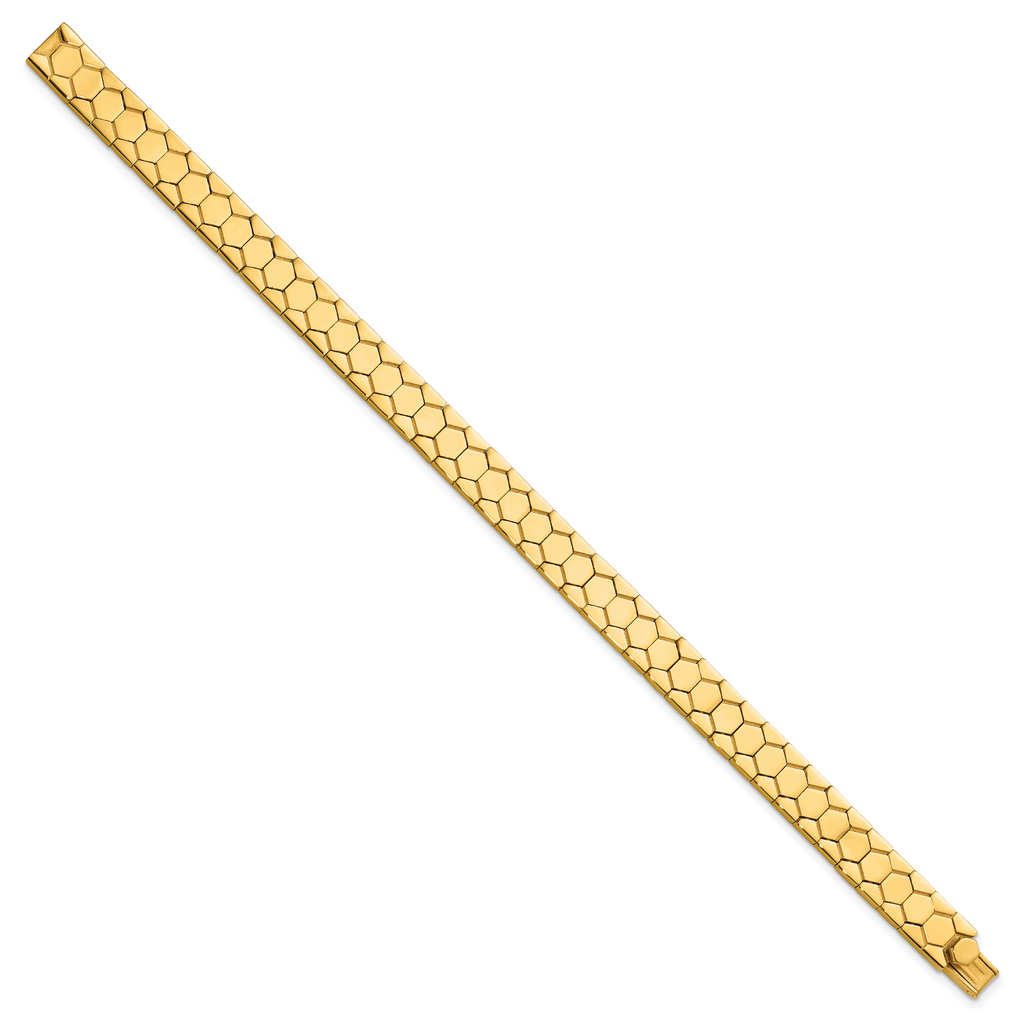 14K Polished Hexagon Design Bracelet