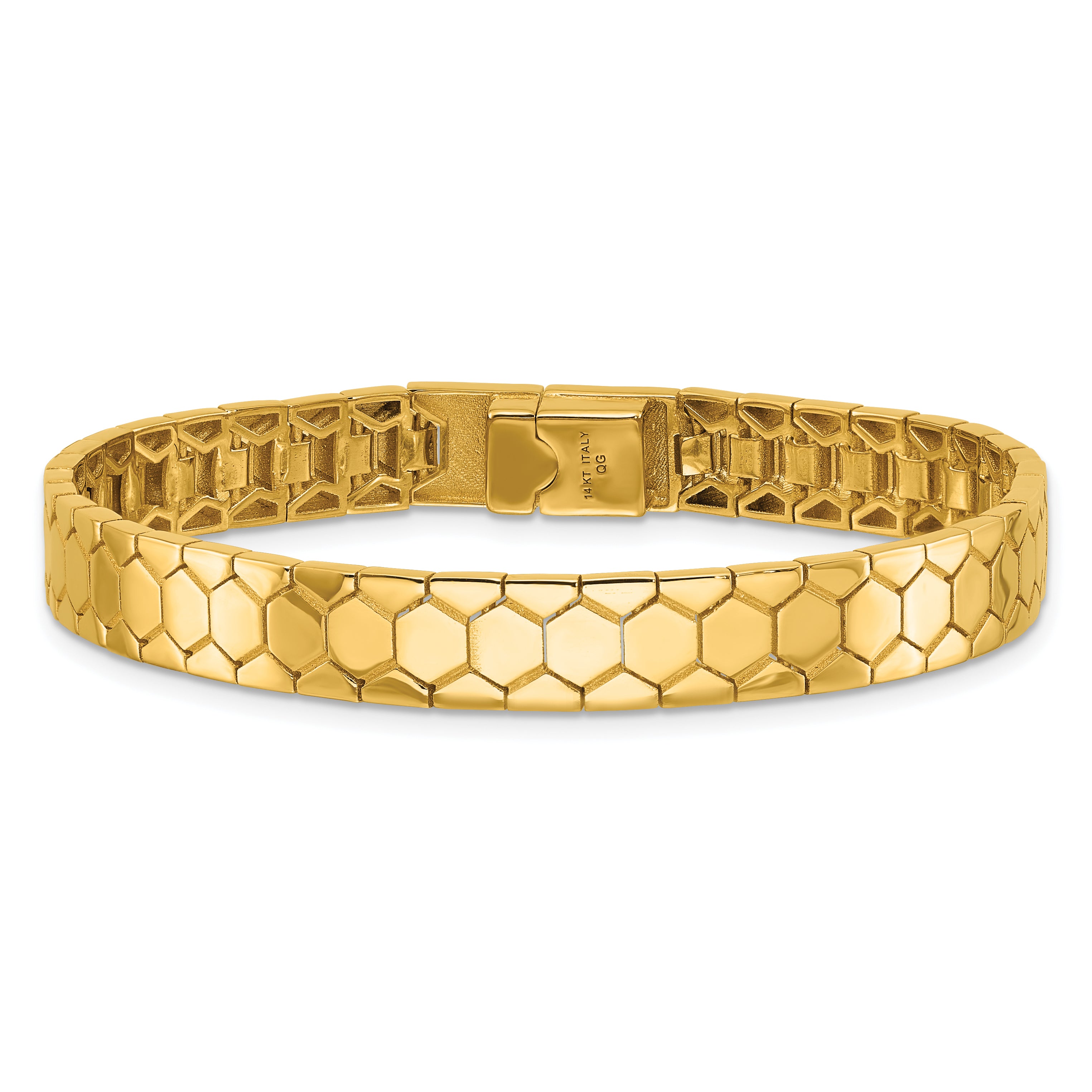 14K Polished Hexagon Design Bracelet
