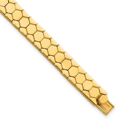 14K Polished Hexagon Design Bracelet
