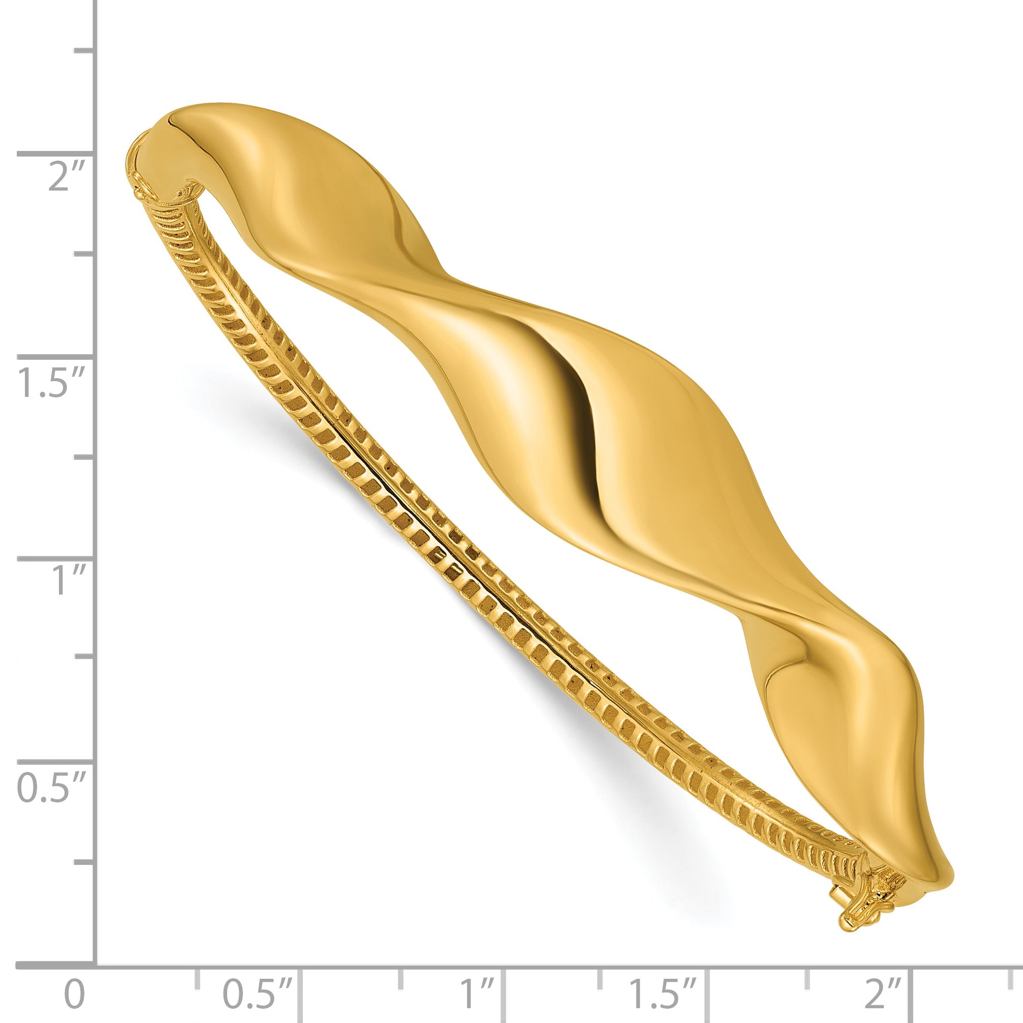 14K Polished Wavy Hinged Bangle