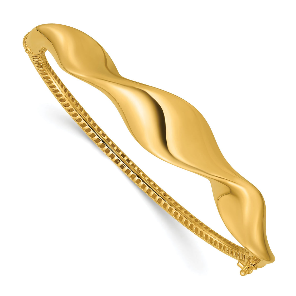 Wavy Bangle Bracelet in 14K Yellow Gold, Hinged - Sophia Jewelers Main image