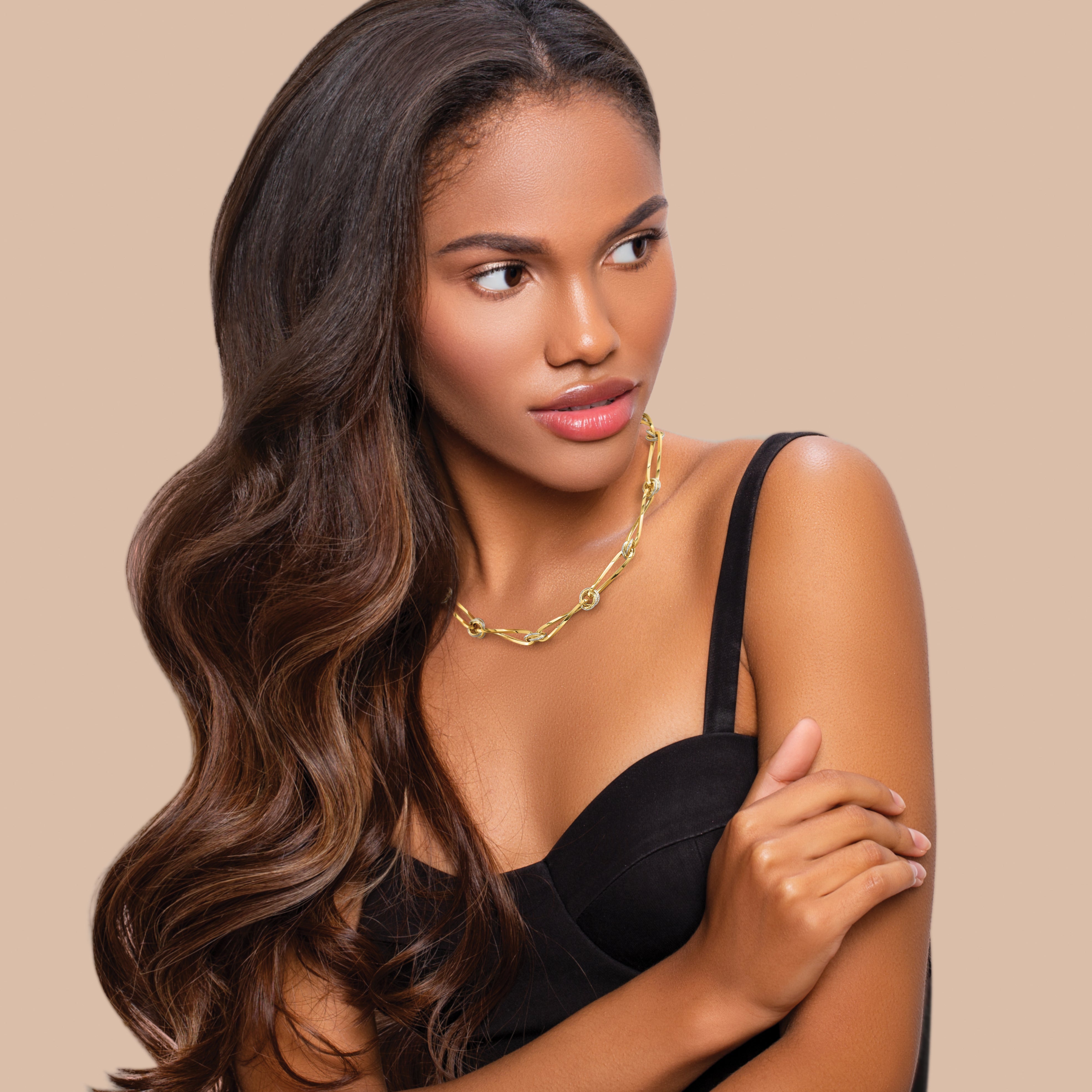 14K Two-tone Polished and Diamond-cut Fancy Link Necklace