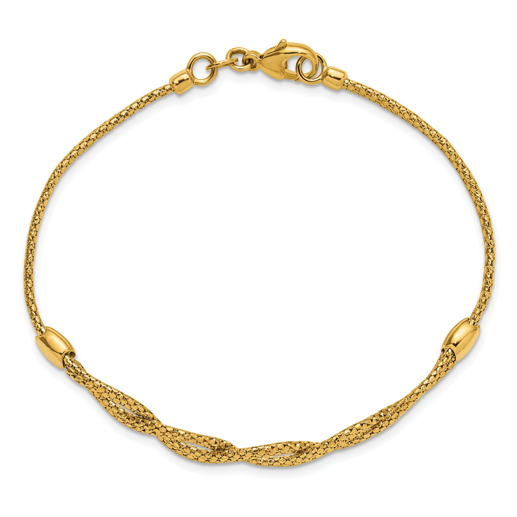 14K Polished Fancy Woven Bracelet