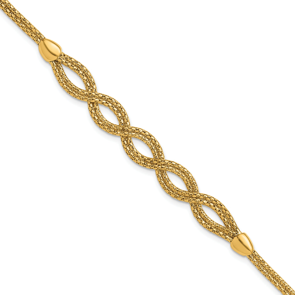 14K Polished Fancy Woven Bracelet