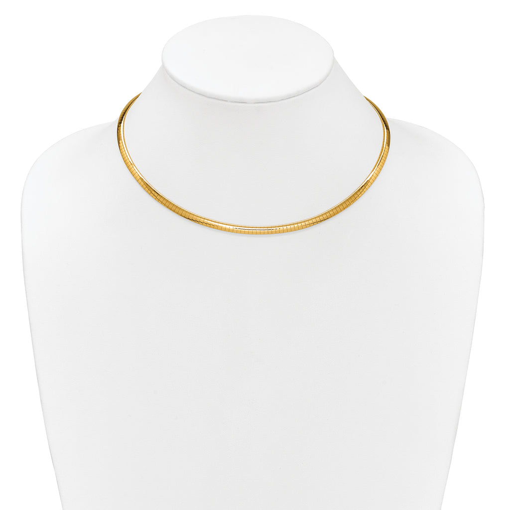 14K Polished and Satin 4mm 16in Reversible Omega Necklace