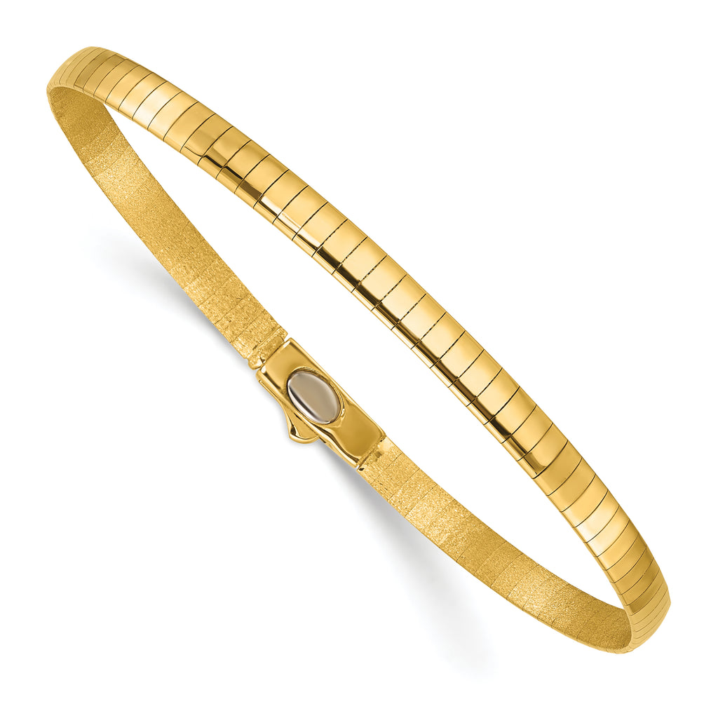 14K Polished and Satin 4mm 7.5in Reversible Omega Bracelet