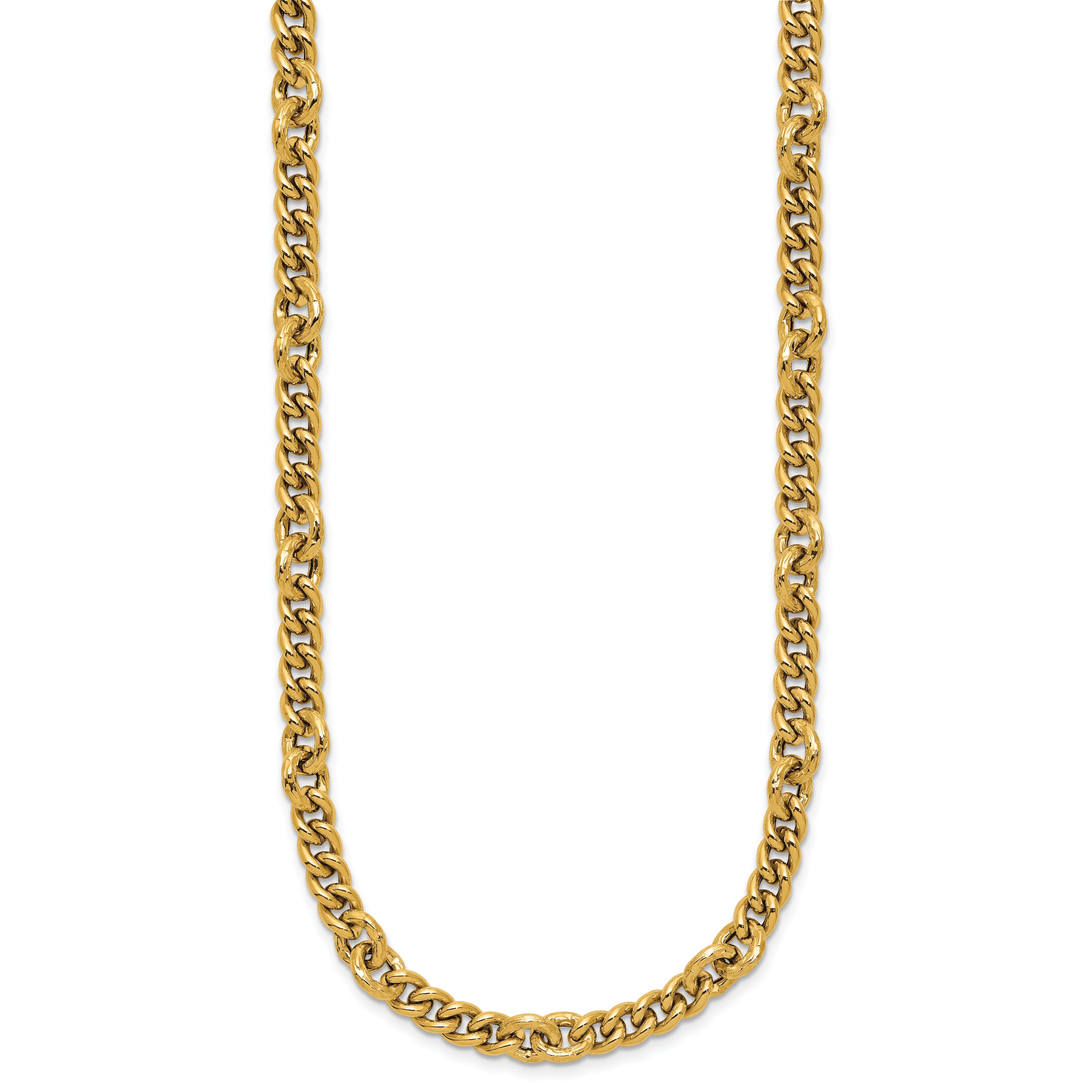 14K Polished and Textured Fancy Link with .5in ext. Necklace