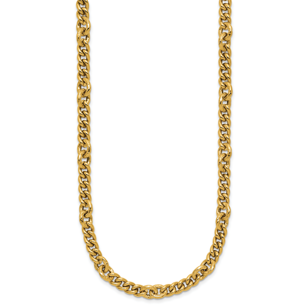 14K Polished and Textured Fancy Link with .5in ext. Necklace