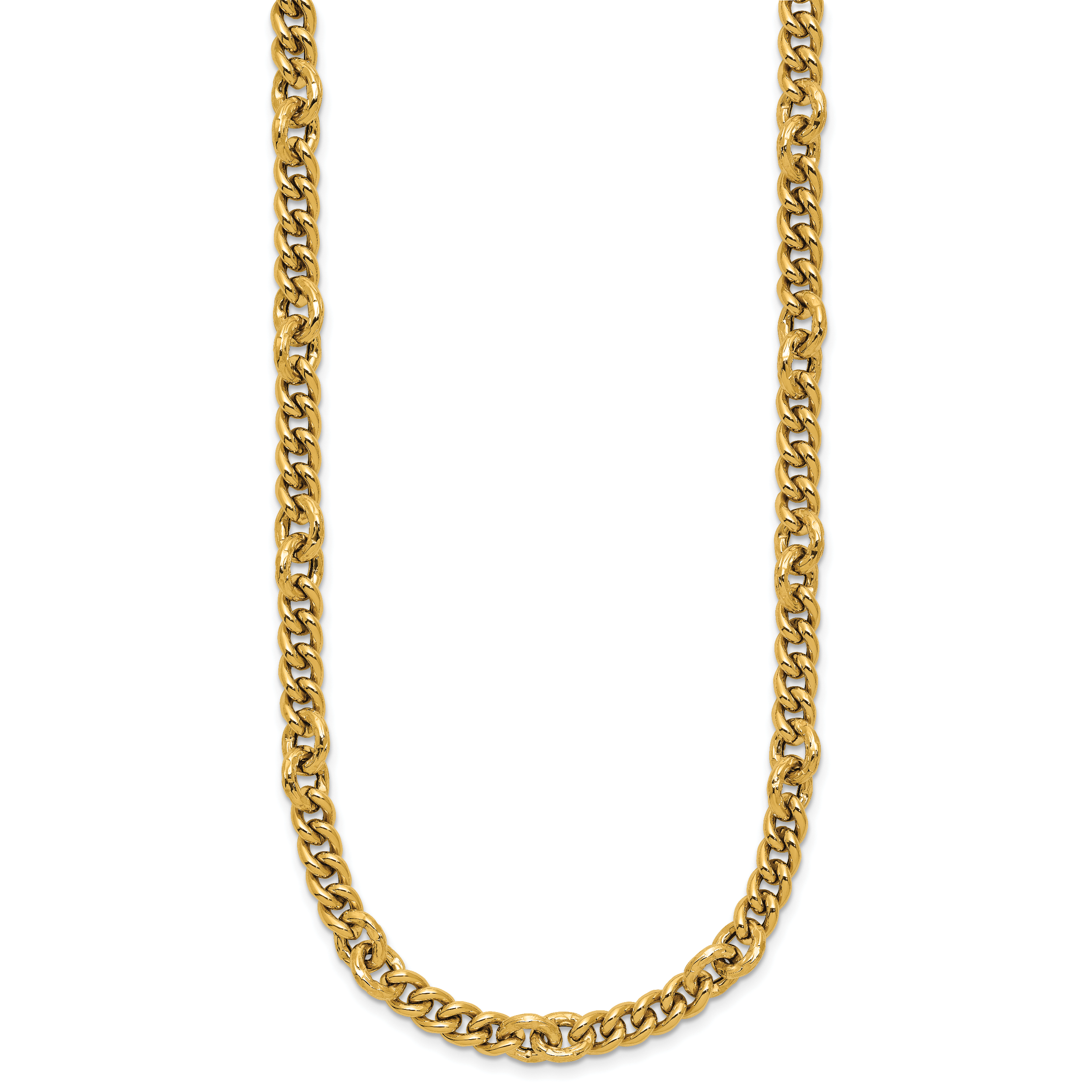 14K Polished and Textured Fancy Link with .5in ext. Necklace