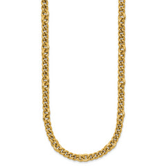 14K Polished and Textured Fancy Link with .5in ext. Necklace