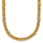 14K Polished and Textured Fancy Link with .5in ext. Necklace