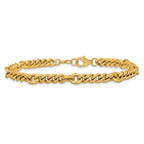 14K Polished and Textured Fancy Link with .5in ext. Bracelet