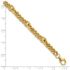 14K Polished and Textured Fancy Link with .5in ext. Bracelet