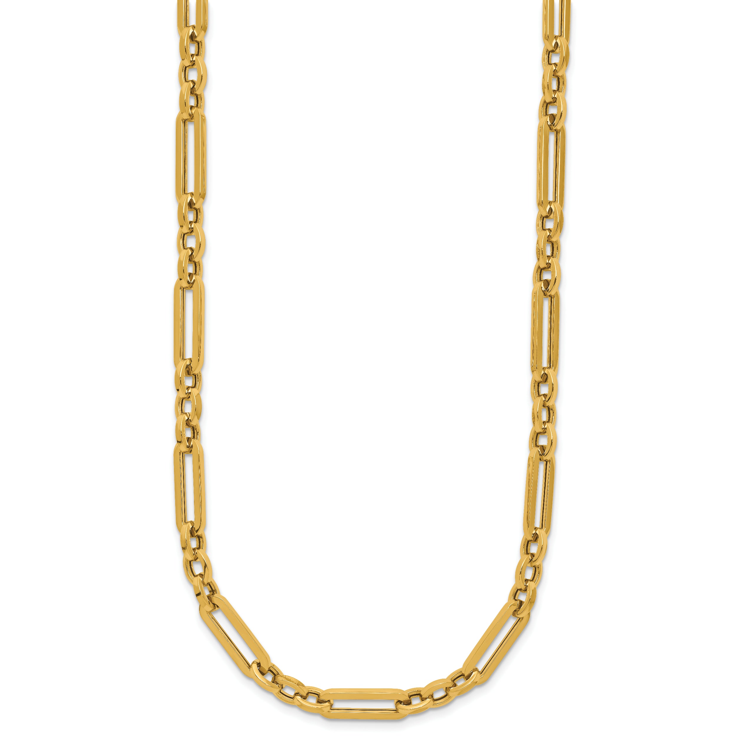 14K Polished Fancy Paperclip Link Necklace