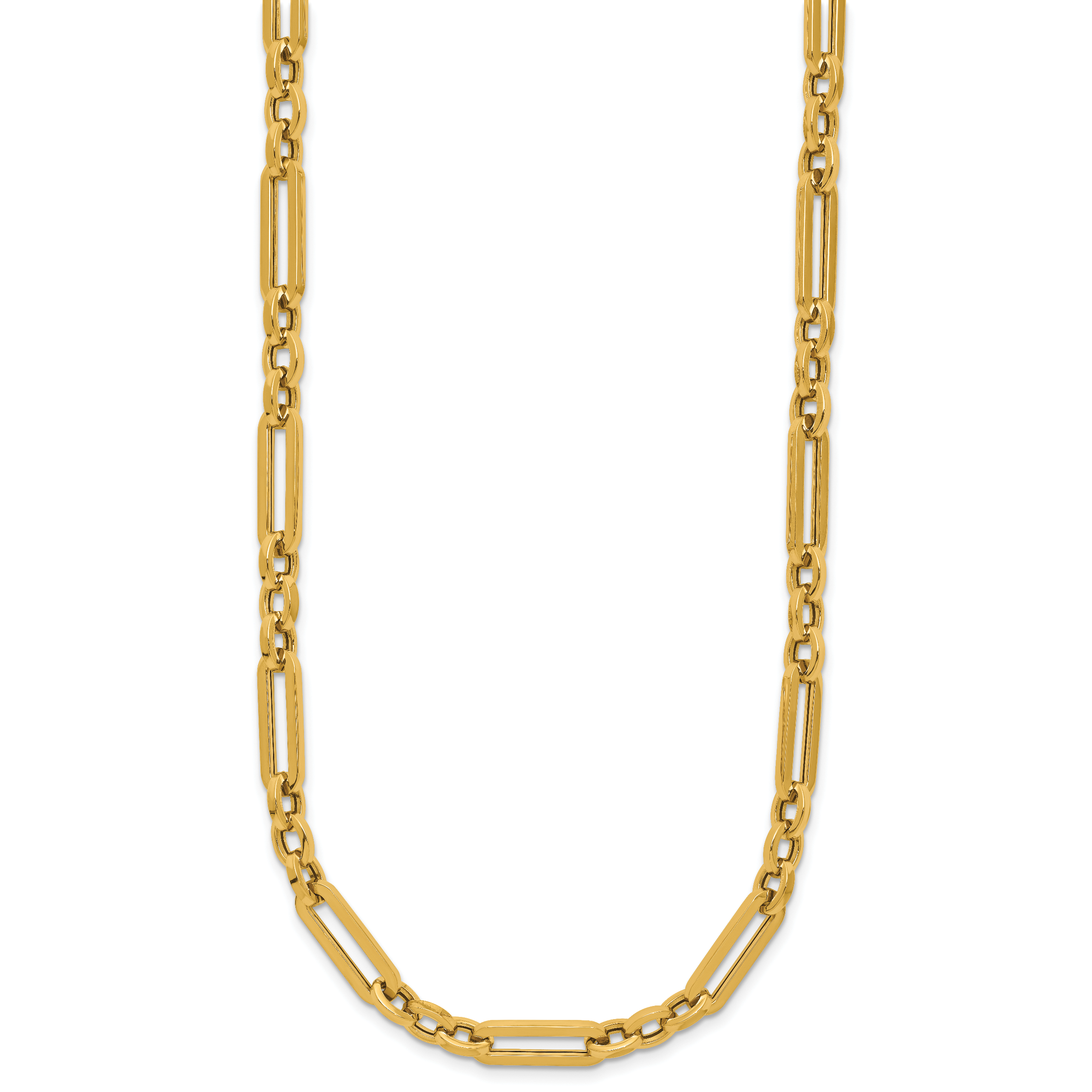 14K Polished Fancy Paperclip Link Necklace
