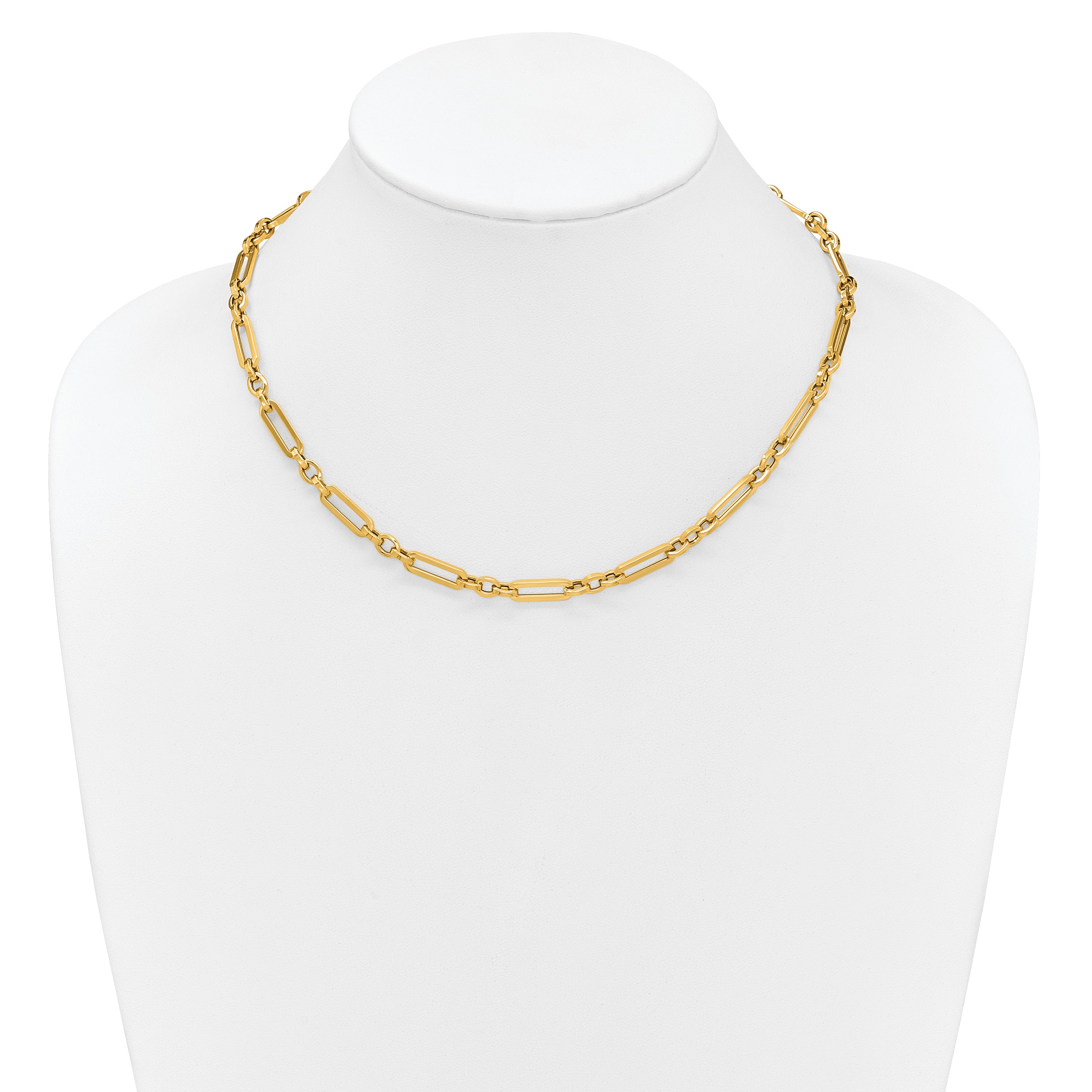 14K Polished Fancy Paperclip Link Necklace