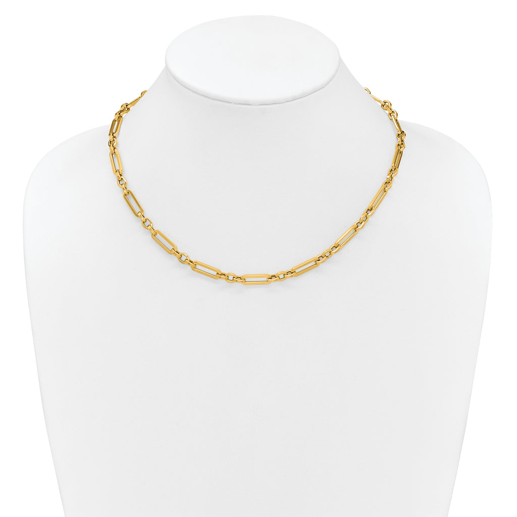 14K Polished Fancy Paperclip Link Necklace