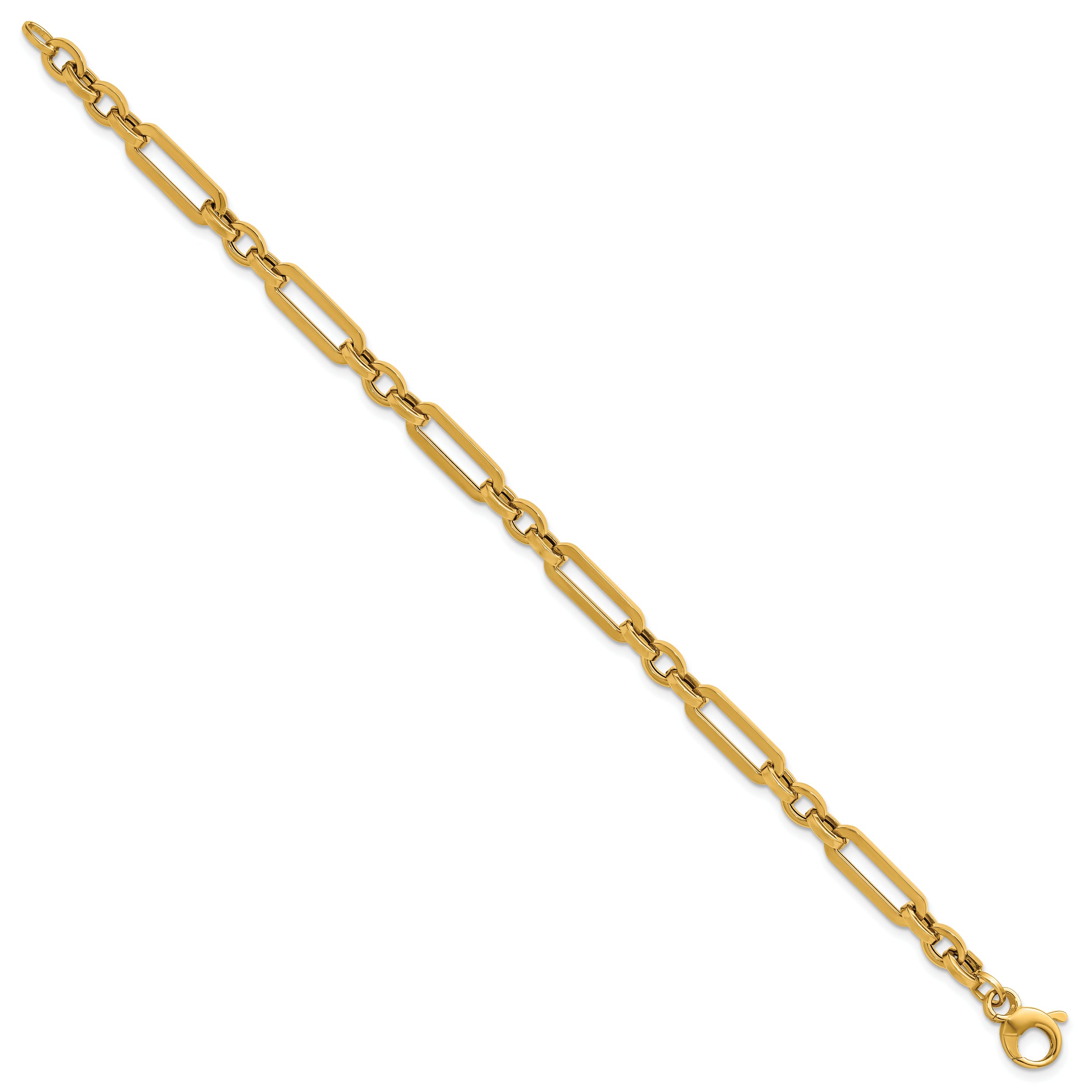 14K Polished Fancy Paperclip Link Bracelet