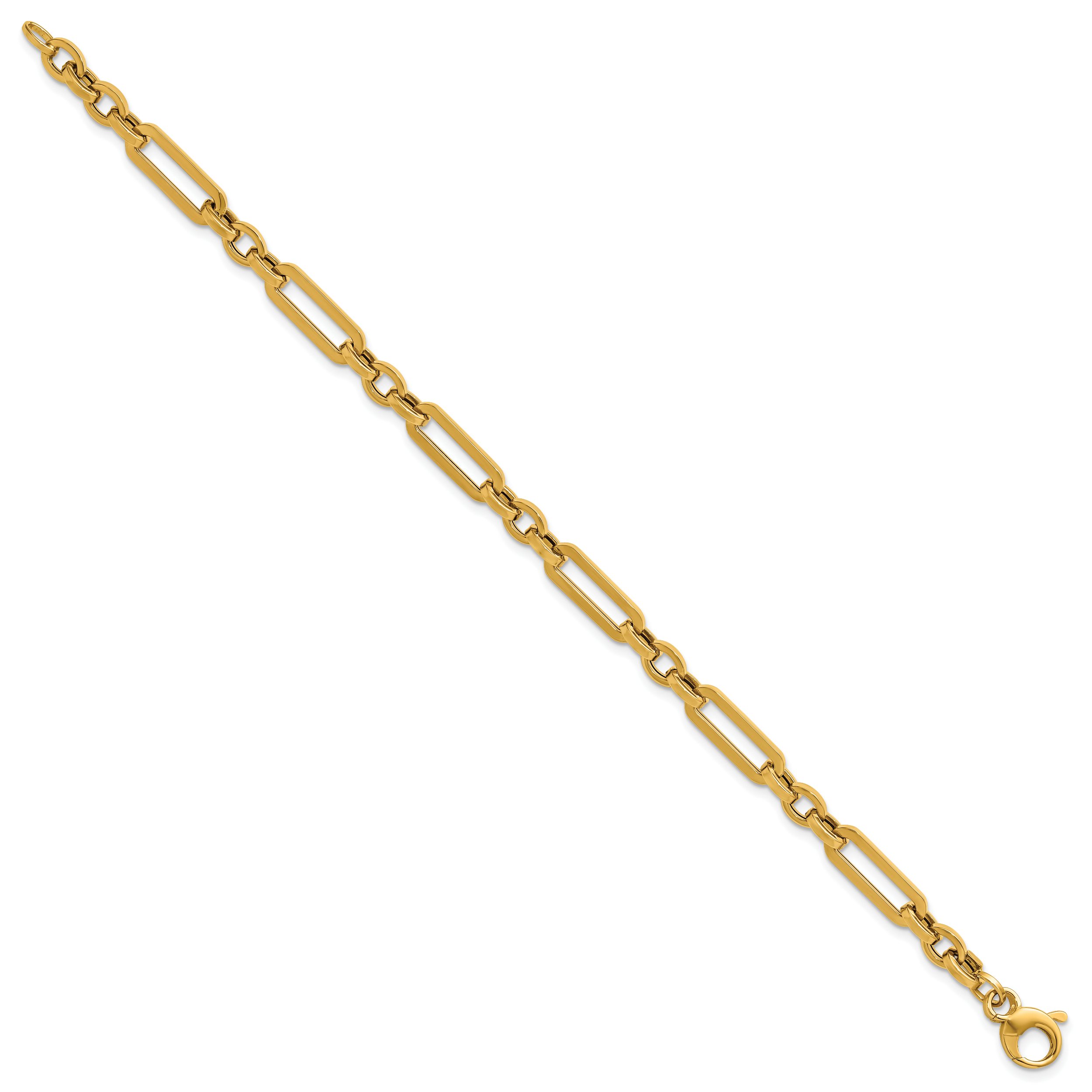 14K Polished Fancy Paperclip Link Bracelet
