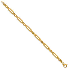 14K Polished Fancy Paperclip Link Bracelet
