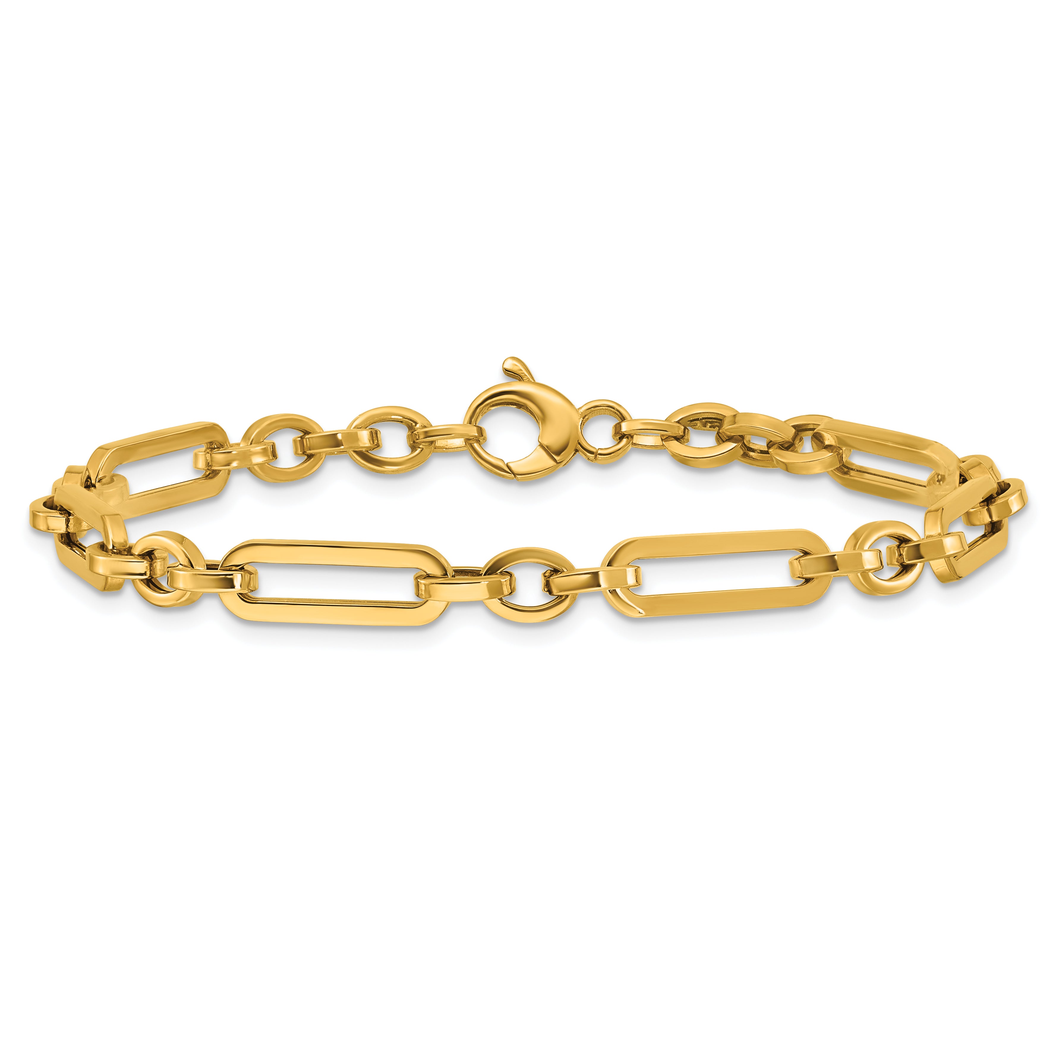 14K Polished Fancy Paperclip Link Bracelet