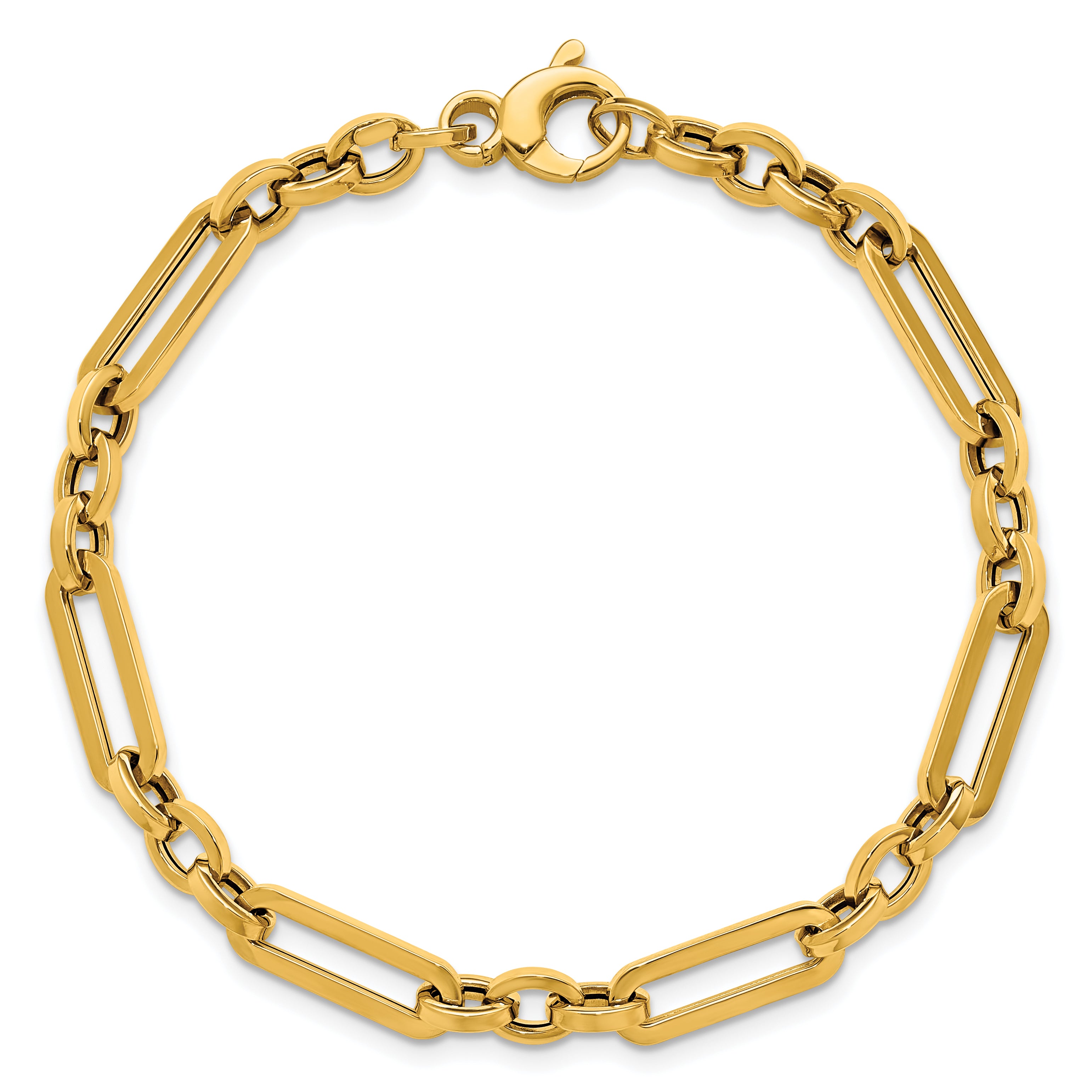 14K Polished Fancy Paperclip Link Bracelet