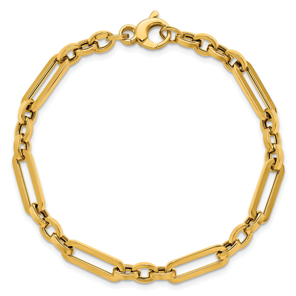 14K Polished Fancy Paperclip Link Bracelet