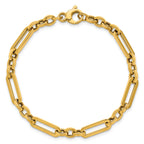14K Polished Fancy Paperclip Link Bracelet