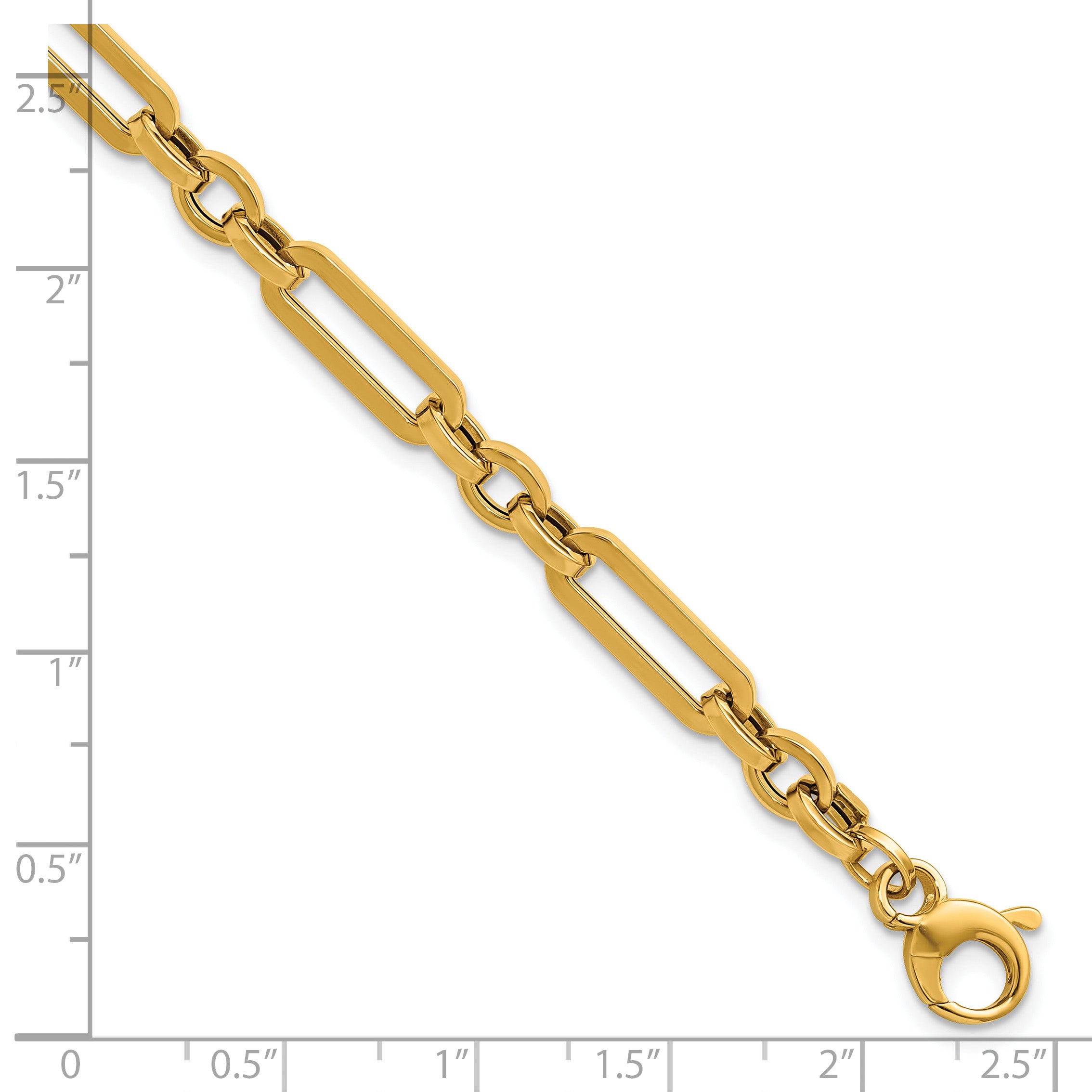 14K Polished Fancy Paperclip Link Bracelet