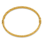 14K Polished  and Grooved Hinged Bangle