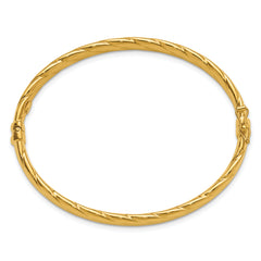 14K Polished  and Grooved Hinged Bangle
