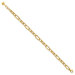 14K Polished and Twisted Fancy Link w/.5in ext. Bracelet