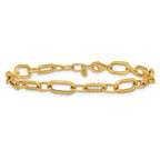 14K Polished and Twisted Fancy Link w/.5in ext. Bracelet