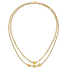14K Polished Layered Link with Beads Necklace