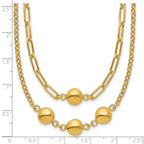 14K Polished Layered Link with Beads Necklace
