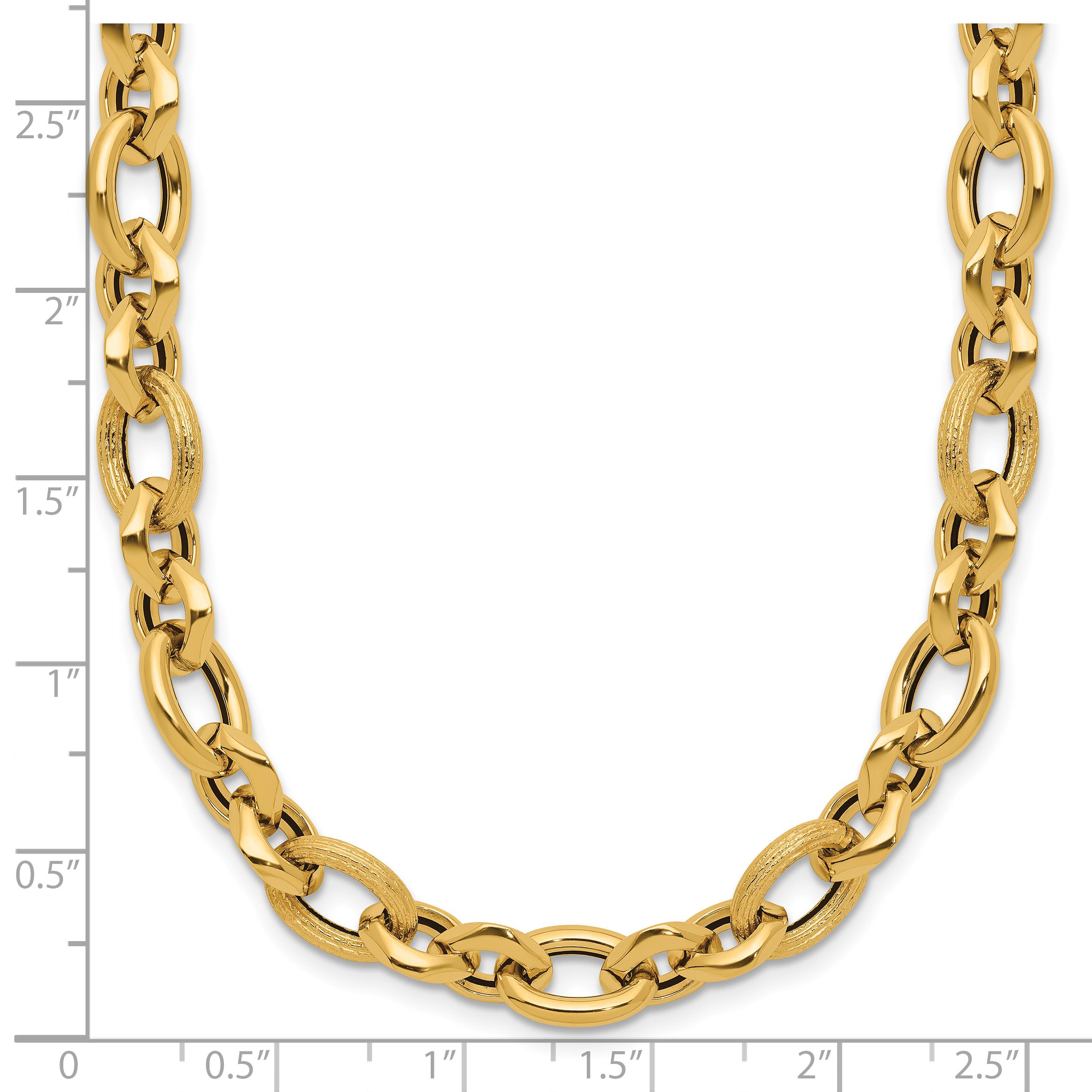 14K Polished and Textured Fancy Link Necklace