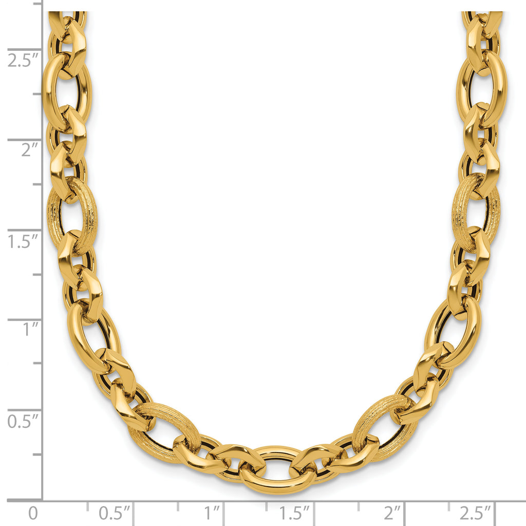14K Polished and Textured Fancy Link Necklace