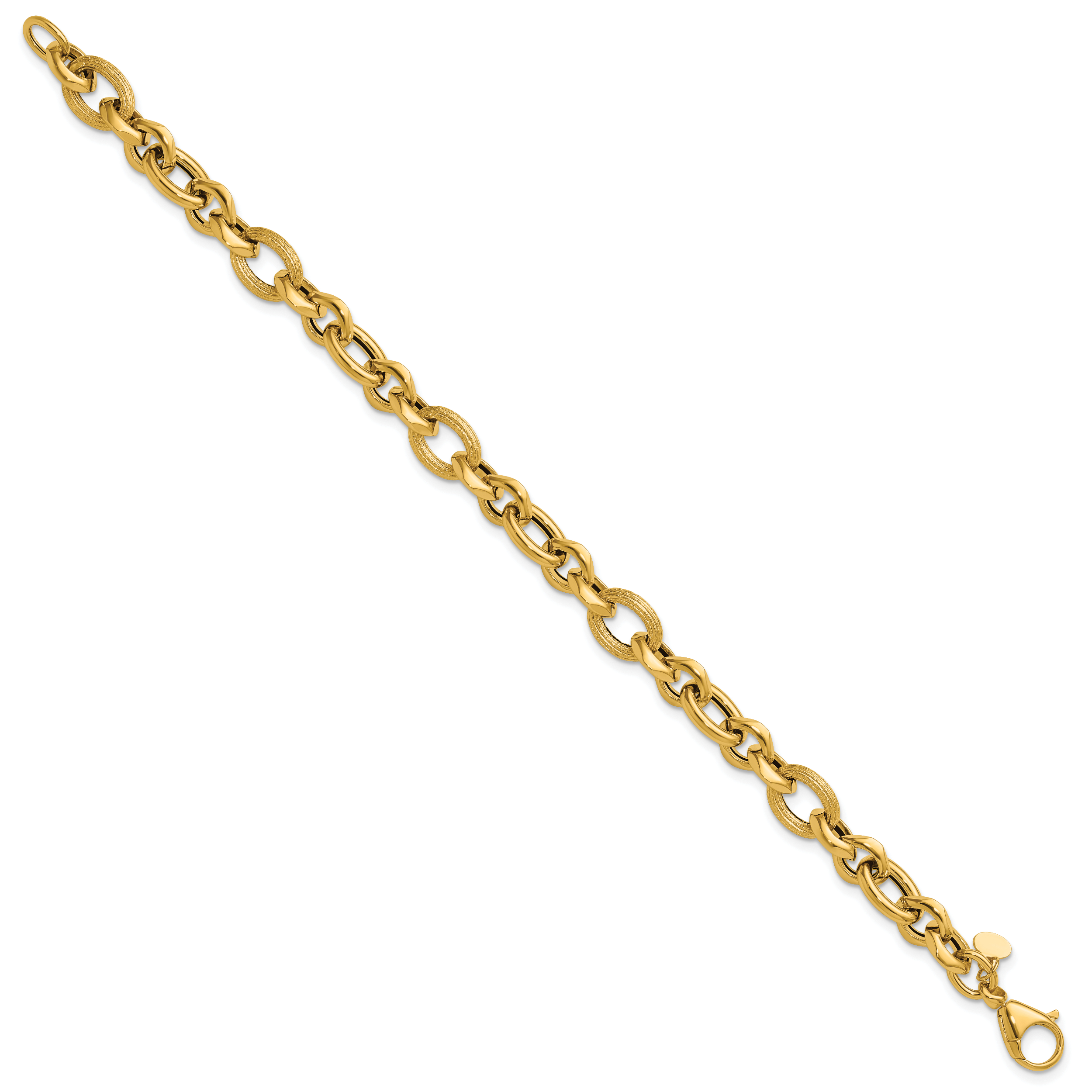 14K Polished and Textured Fancy Link Bracelet Secondary image