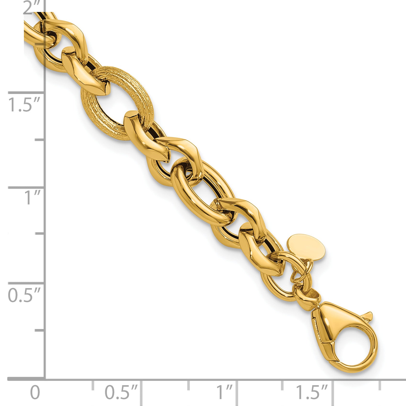 14K Polished and Textured Fancy Link Bracelet