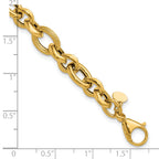 14K Polished and Textured Fancy Link Bracelet