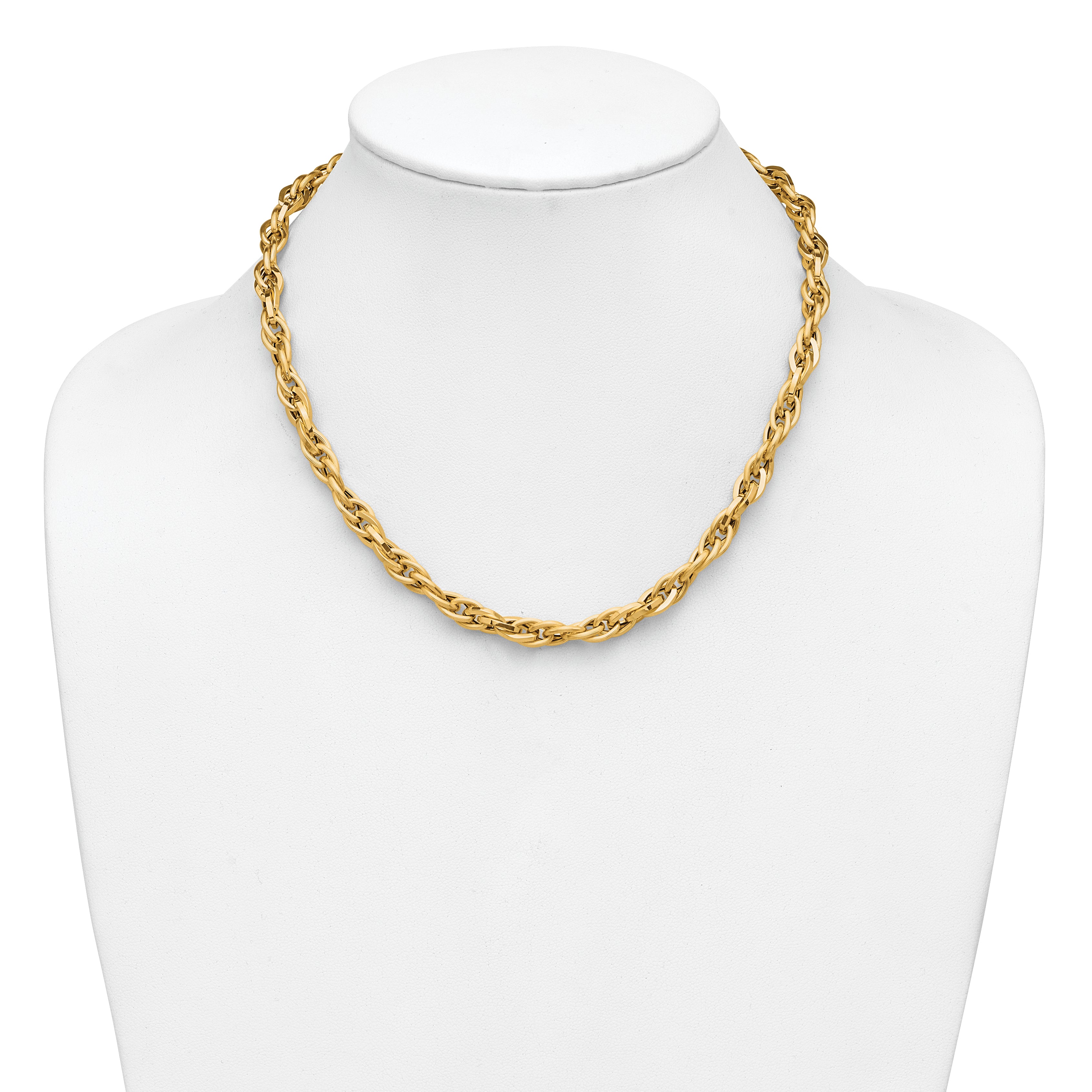 14K Polished and Textured Fancy Twisted Link Necklace