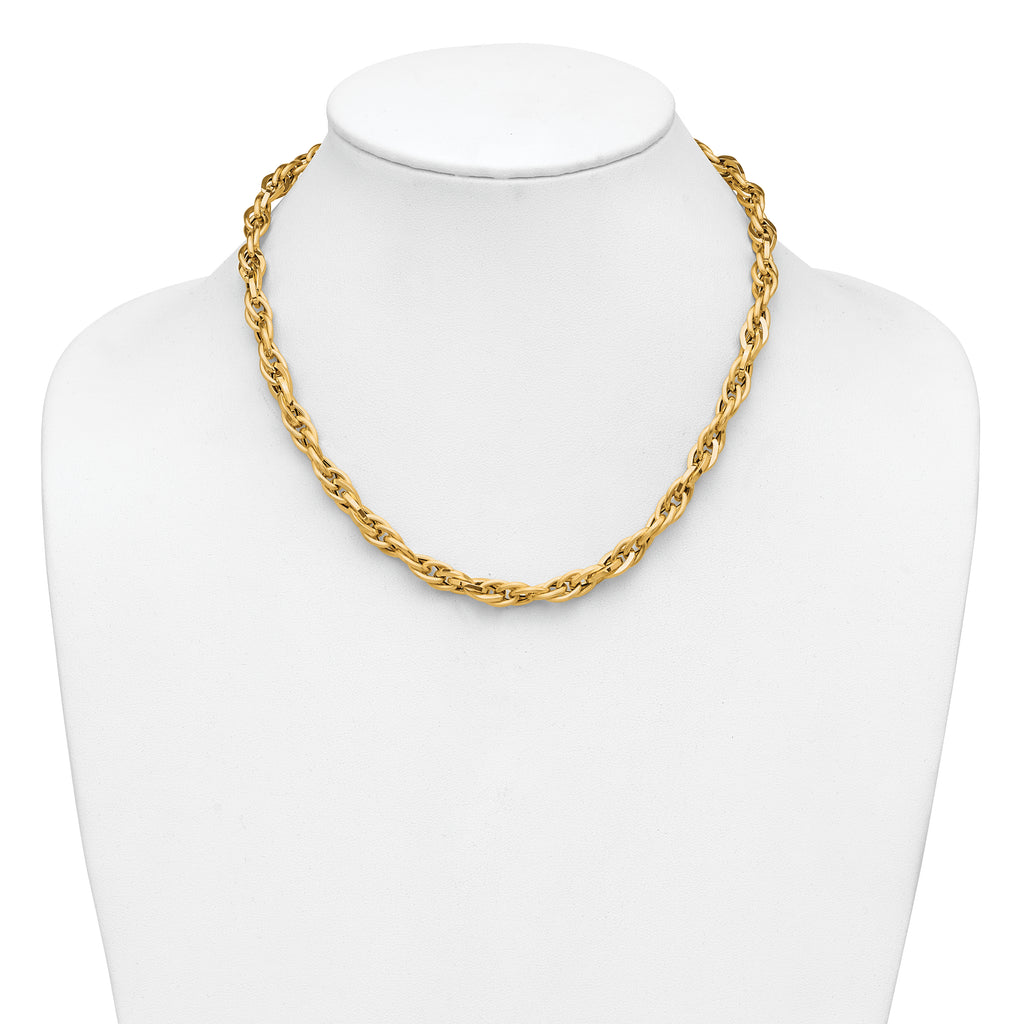 14K Polished and Textured Fancy Twisted Link Necklace