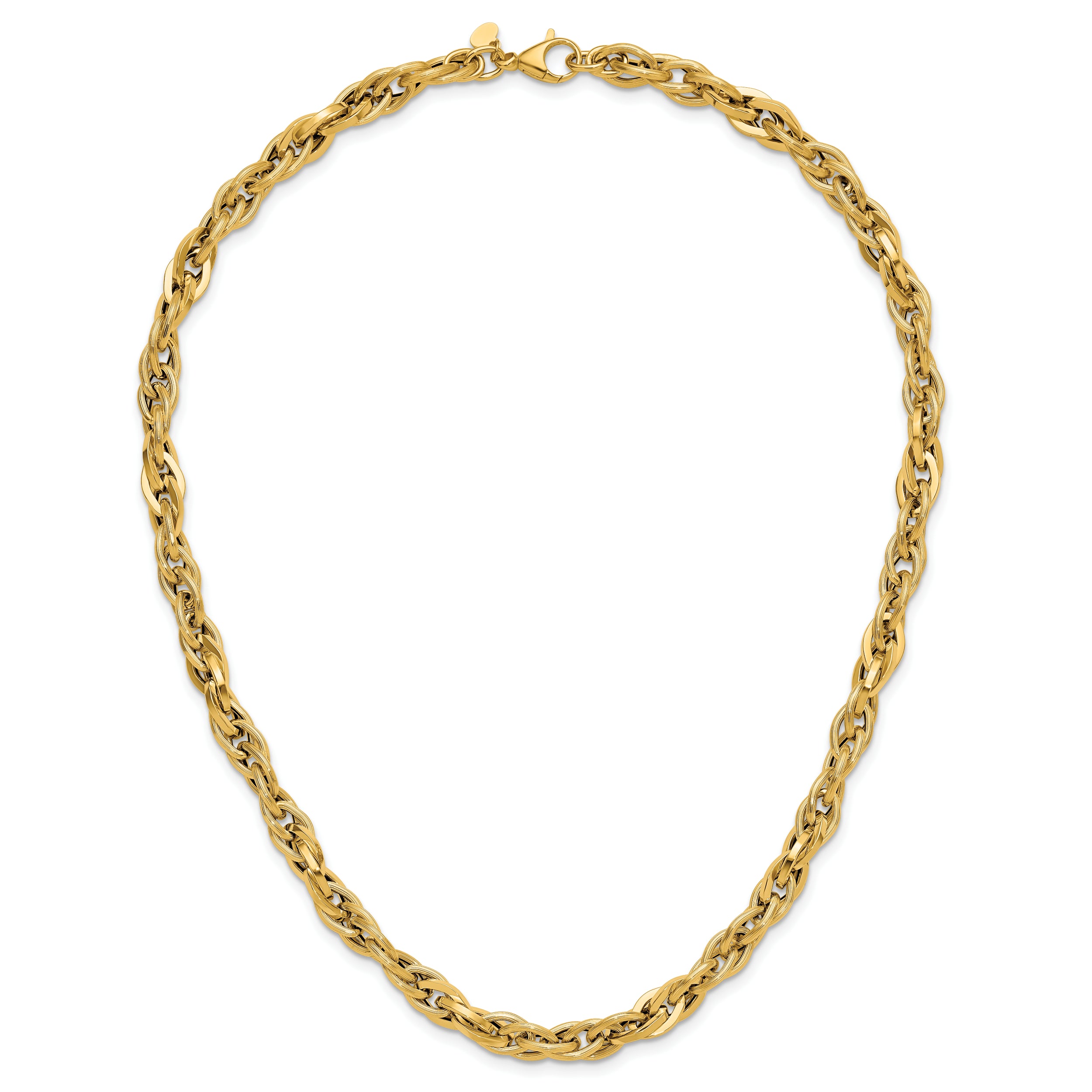 14K Polished and Textured Fancy Twisted Link Necklace