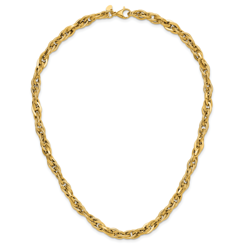 14K Polished and Textured Fancy Twisted Link Necklace