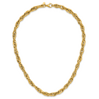 14K Polished and Textured Fancy Twisted Link Necklace
