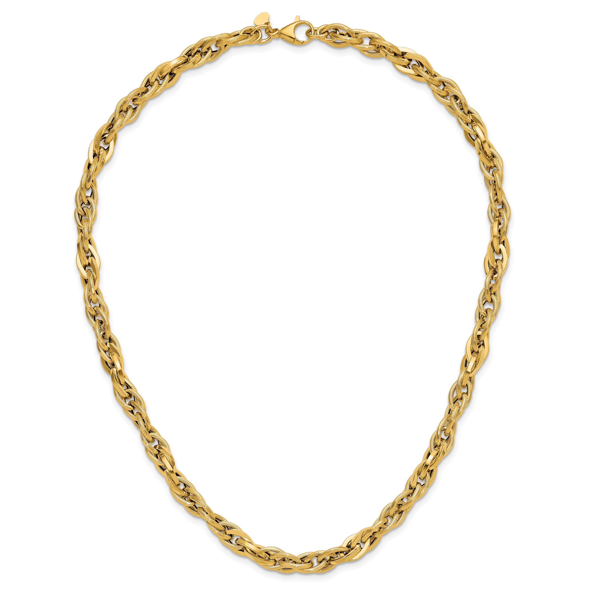 14K Polished and Textured Fancy Twisted Link Necklace