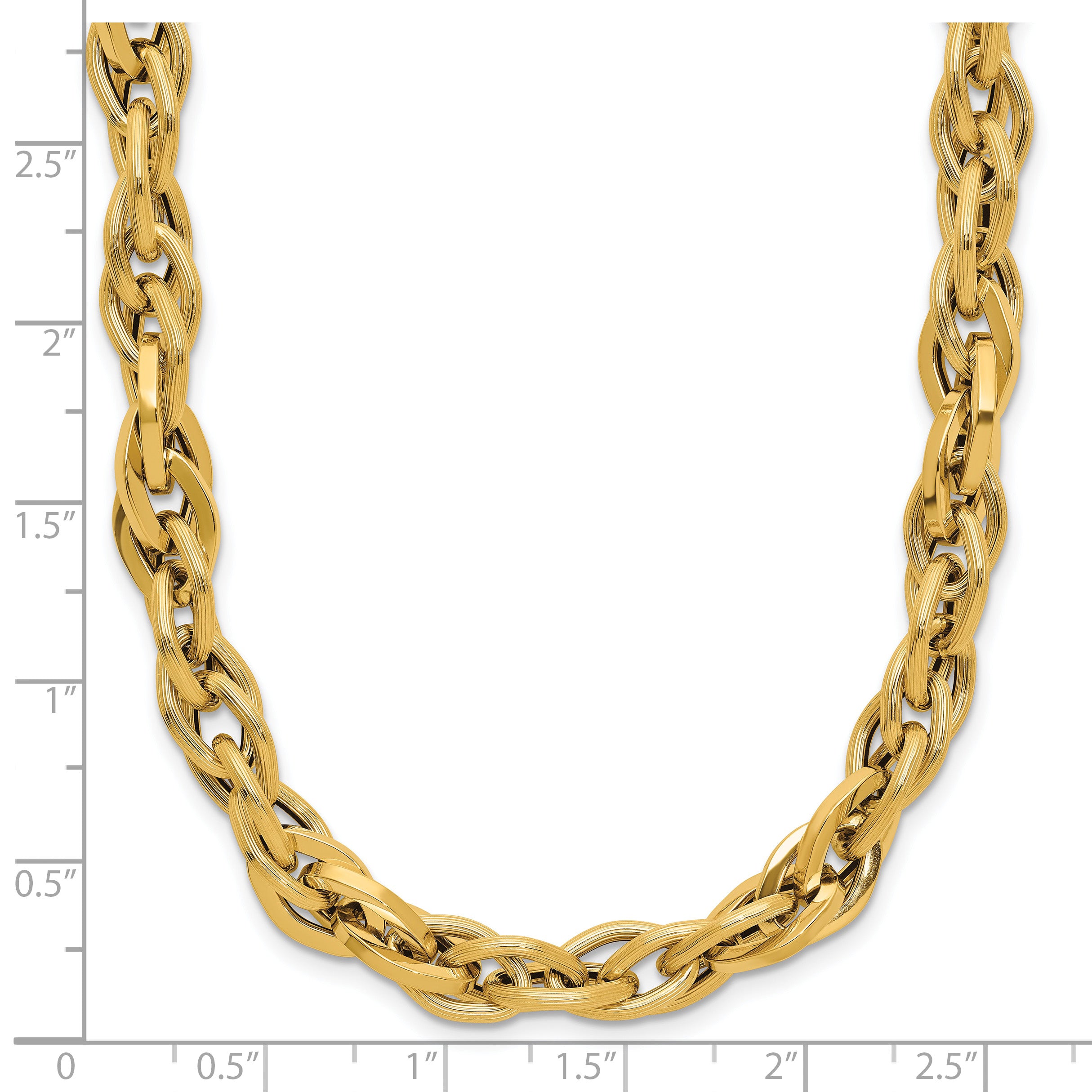 14K Polished and Textured Fancy Twisted Link Necklace