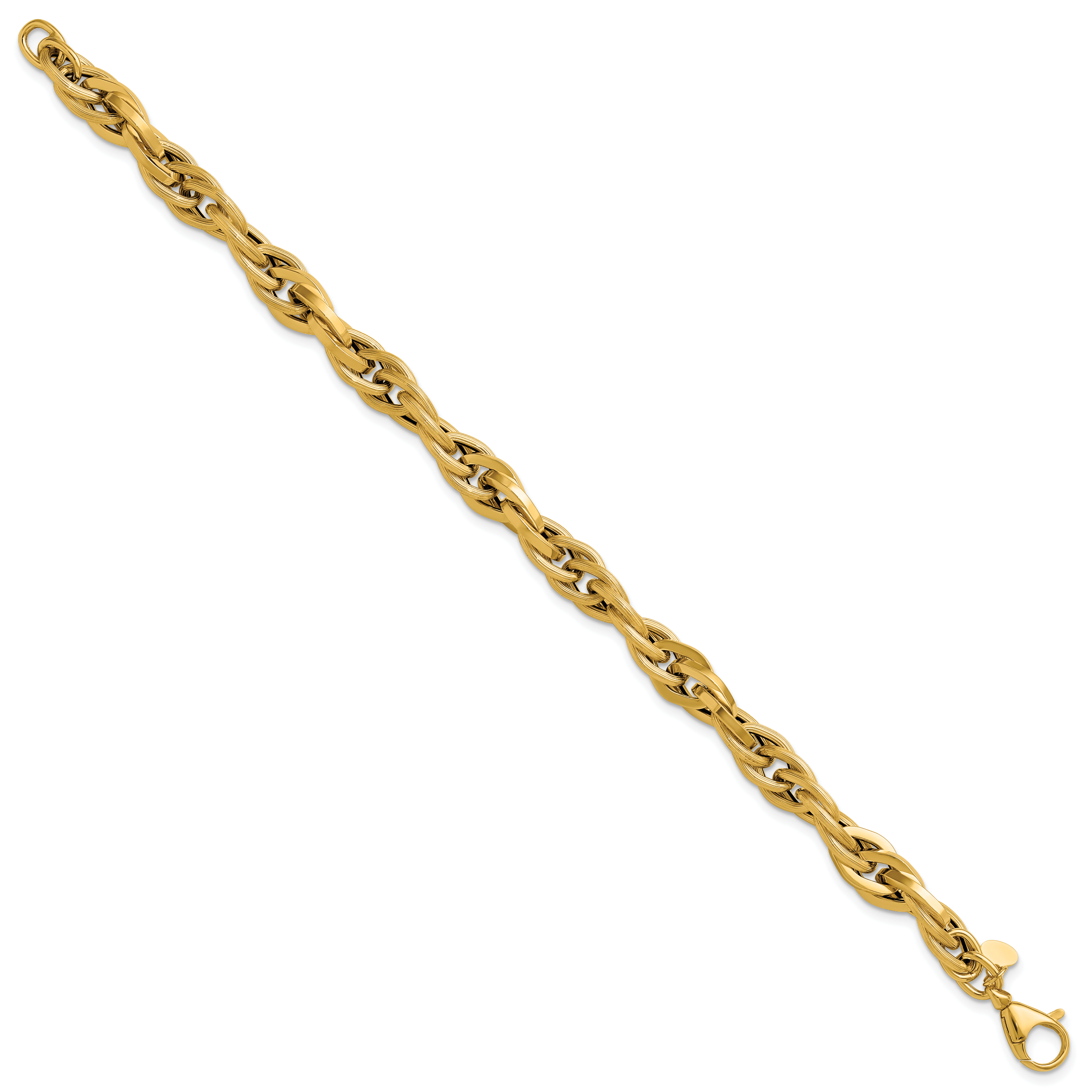14K Polished and Textured Fancy Twisted Link Bracelet Secondary image