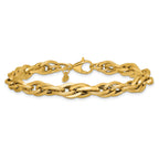 14K Polished and Textured Fancy Twisted Link Bracelet